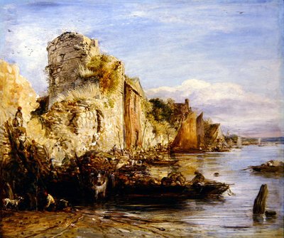 Unloading Boats, Southampton Castle by John Linnell