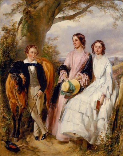 Group Portrait of Two Women, a Boy and his Pony by John Lucas