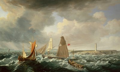 A Brigantine, a Dutch Galiot and Fishing Vessels by John Lynn
