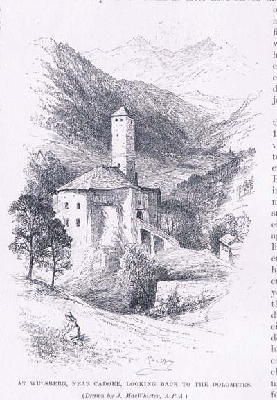 At Welsberg, near Cadore, looking back to the Dolomites, from The Magazine of Art 1893, Cassell and Company by John MacWhirter