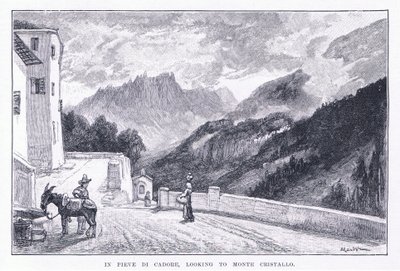 In Pieve Di Cadore, looking to Monte Cristallo, from The Magazine of Art 1893, Cassell and Company by John MacWhirter
