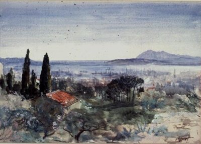 Looking Down on the Harbour of Toulon by John MacWhirter