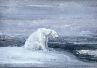Polar Bears Watching for Seals at an Ice Hole by John Macallan Swan
