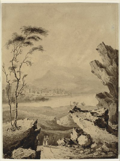 Italianate Landscape with Lake, and with Town and Mountains in the Background by John Martin