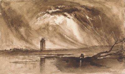 Landscape with Tower and Approaching Storm by John Martin