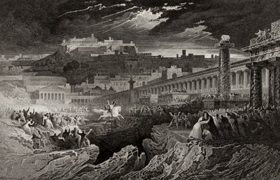 Marcus Curtius Riding into the Chasm, engraved by H. Le Keux by John Martin