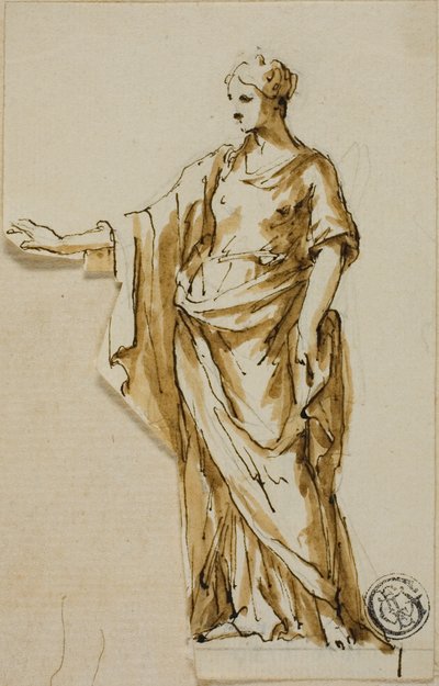Standing Female Figure with Right Arm Raised by John Michael Rysbrack