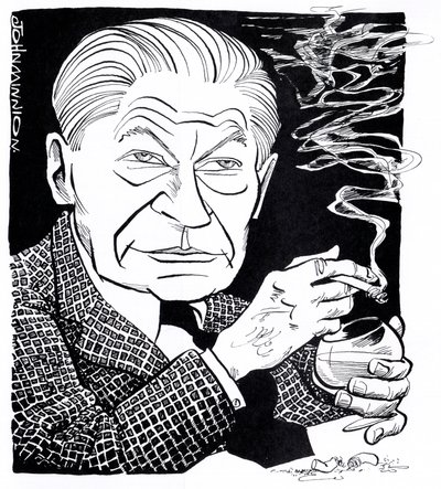 Arthur Koestler, caricature by John Minnion