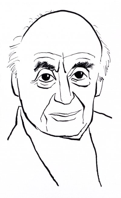Berthold Goldschmidt, caricature by John Minnion
