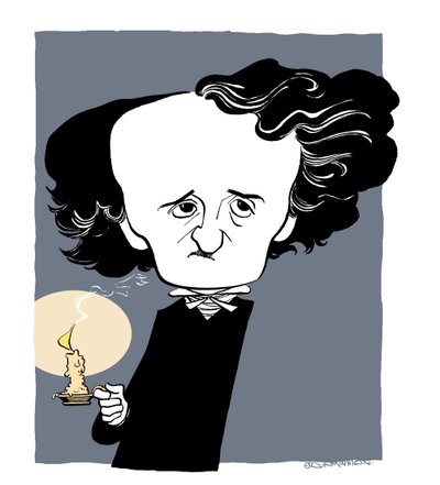 Edgar Allan Poe, caricature by John Minnion
