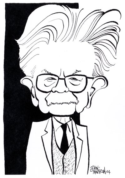 Elias Canetti, caricature by John Minnion