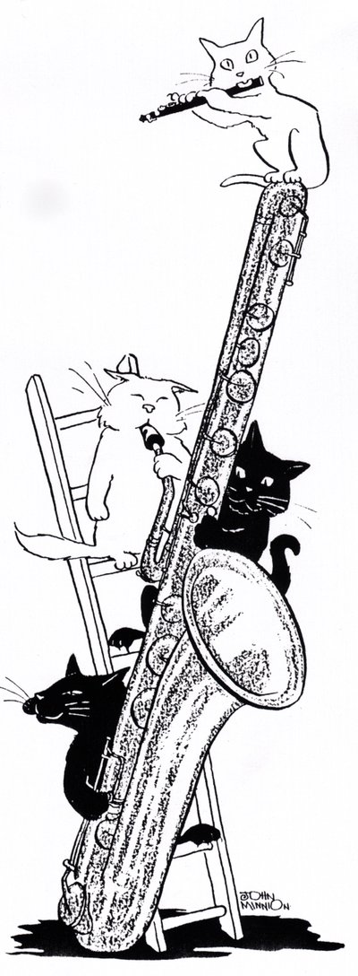 Saxophone and flute (drawing) by John Minnion