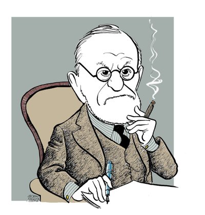 Sigmund Freud, caricature by John Minnion