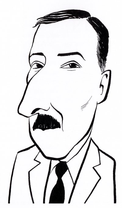 Stefan Zweig, caricature by John Minnion