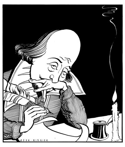 William Shakespeare writing a play by John Minnion