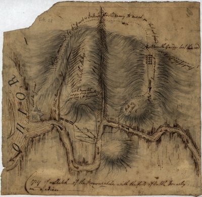 Copy of a Sketch of the Monongahela, with the Field of Battle by John Montresor