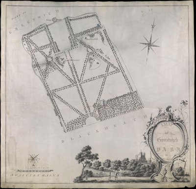 Plan of Greenwich Park, Showing the Royal Observatory, One Tree Hill and the Ranger