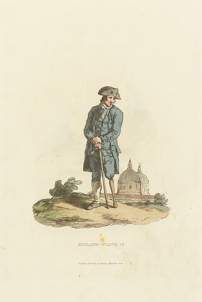 England - Plate 12. A Greenwich Pensioner with Wooden Leg Leaning on a Stick by John Murray