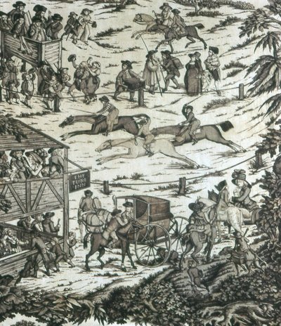Horseracing at the Turf Inn (Furnishing Fabric) by John Nost Sartorius