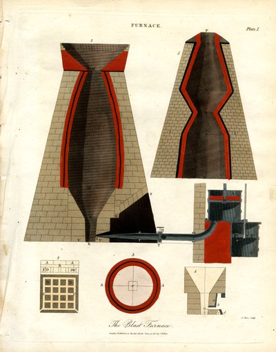 Technical Illustration of a Blast Furnace by John Pass