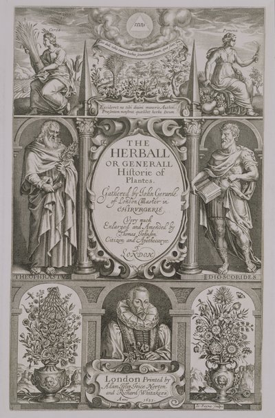 Title Page to the Second Edition of The Herball by John Gerard, 1633 by John Payne