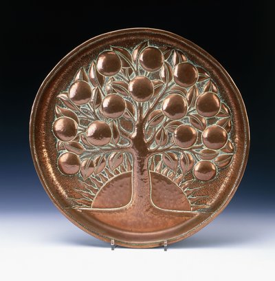 A Copper Charger Hammered in Relief with a Fruiting Tree, Before a Setting Sun by John Pearson