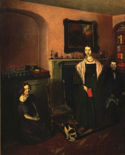 Fireside in the Family Home with Three Members of the Family by John Petherick