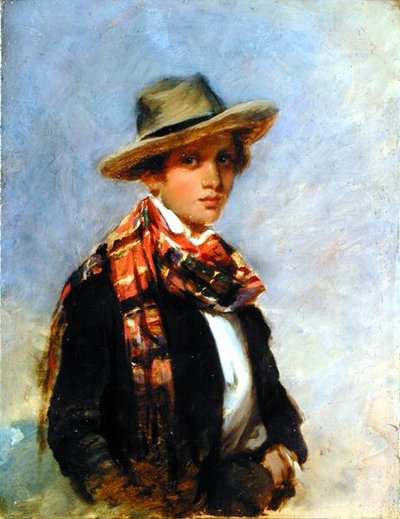 Portrait of a Youth with a Tartan Scarf by John Phillip