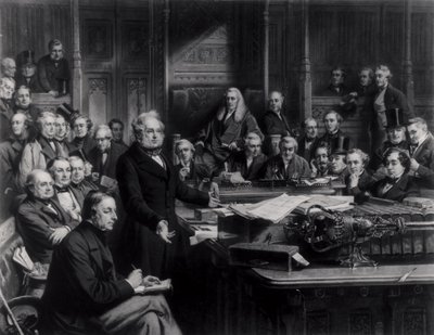 The House of Commons in 1860: Lord Palmerston Addressing the House During the Debate on the Treaty with France, Engraved by Falkner, 1863 by John Phillip