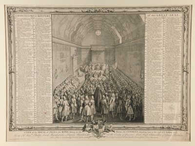 A View of the House of Peers, the King Sitting on His Throne, the Commons Attending Him at the End of the Session 1741/2 by John Pine