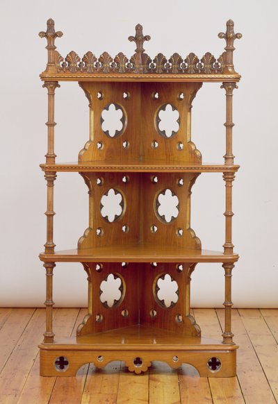 Carved and gilded Gothic Corner What-Not, c.1860 by John Pollard Seddon