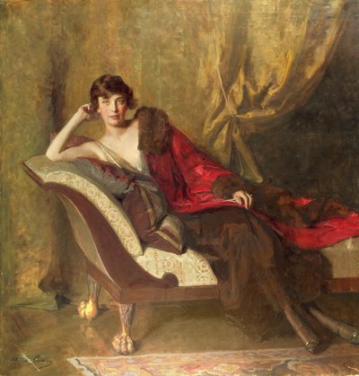 Countess Michael Karolyi, reclining in a divan, 1918 by John Quincy Adams
