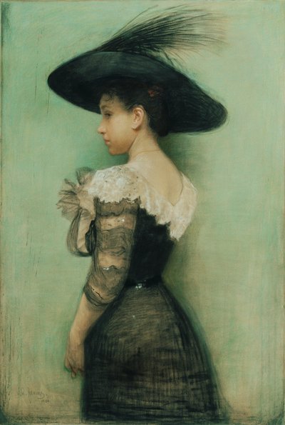 Lady in Black Dress and Hat (Alice Hauser) by John Quincy Adams