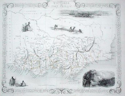 Victoria or Port Phillip, Australia, from a Series of World Maps published by John Tallis & Co, New York & London by John Rapkin
