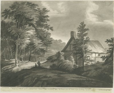 Rugeley - Cottage Near Etchinghill: Dark Sepia Wash Drawing by John Robert Fernyhough