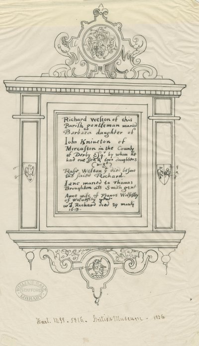 Rugeley Church (Old) - Monument to Richard Weston by John Robert Fernyhough
