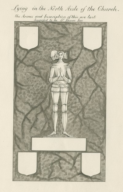 Stone - Brass figure [Sir James Lee]: pen and wash drawing by John Robert Fernyhough