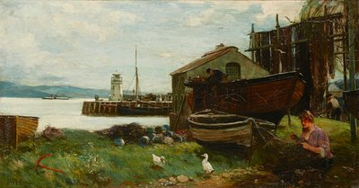 Mending the Nets, Ardrishaig by John Robertson Reid