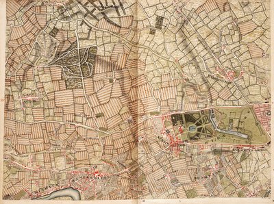 Map of Acton, Paddington, Hyde Park and Kensington by John Rocque