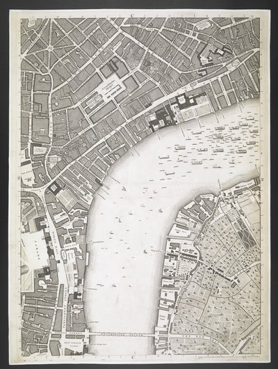 Plan of London, The Strand, Westminster Bridge by John Rocque