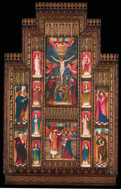 Design for Reredos at Holy Trinity Church, Florence, in Gothic Revival Frame by Bernini of Florence by John Roddam Spencer Stanhope