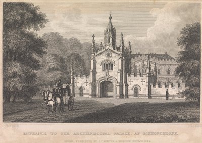 Entrance to the Archiepiscopal Palace, at Bishopthorpe (published by I. T. Hinton); page 34 (Volume One) by John Rogers