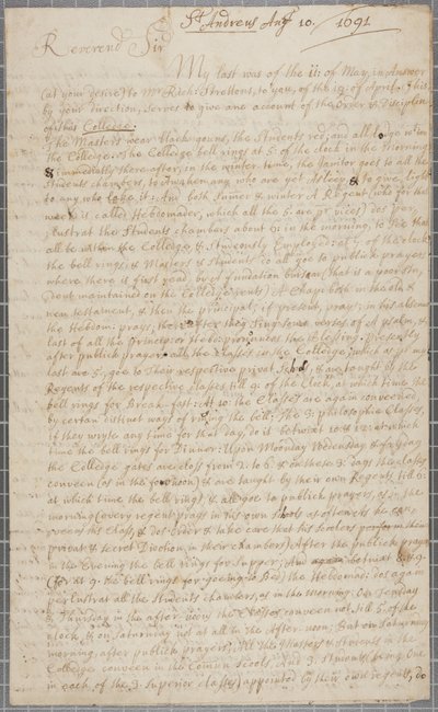 A Letter from John Row, a Student at St Andrews, to His Uncle by John Row