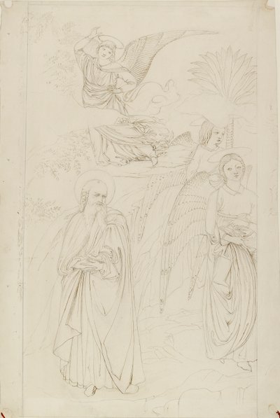 Drawing of Abraham Parting from the Angels from Benozzo Gozzoli by John Ruskin