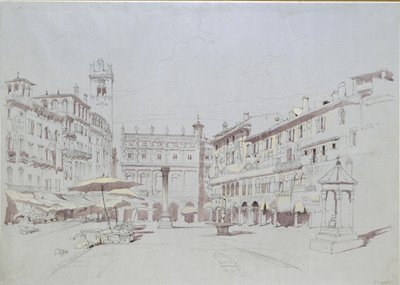Study for Detail of the Piazza delle Erbe, Verona, May 19, 1841 by John Ruskin