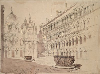 The Court of the Ducal Palace, Venice, May 1841 by John Ruskin
