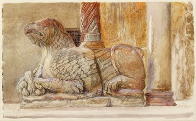 The Gryphon Bearing the North Shaft of the West Entrance of the Duomo, Verona by John Ruskin
