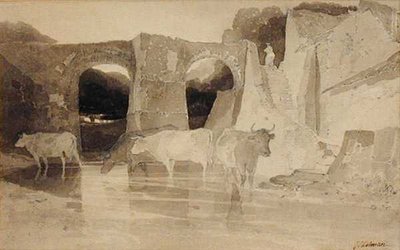Bridge and Cows by John Sell Cotman