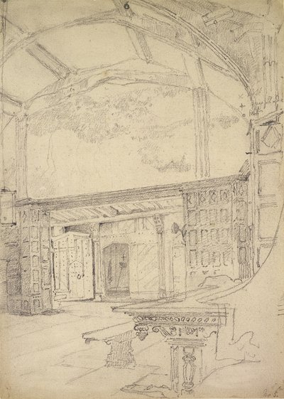 Interior of the Great Hall, Little Moreton Hall, Cheshire by John Sell Cotman