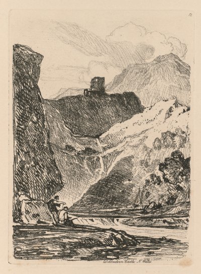 Liber Studiorum: Plate 12, Dolbadern Castle, Llanberris Lake, North Wales, 1838 by John Sell Cotman